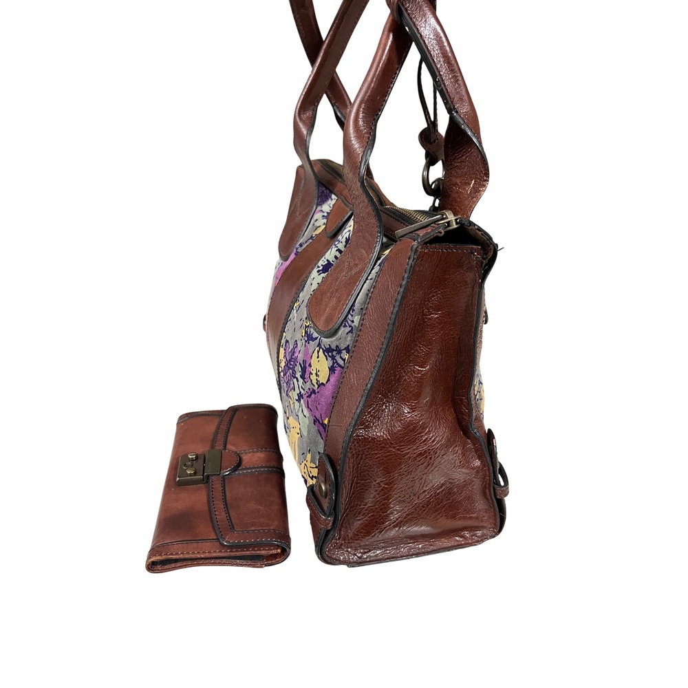 Fossil Vintage Reissue Weekender Leather Satchel Set w/ Matching Wallet Key - Picture 7 of 14